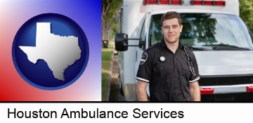 an ambulance and an emt volunteer in Houston, TX
